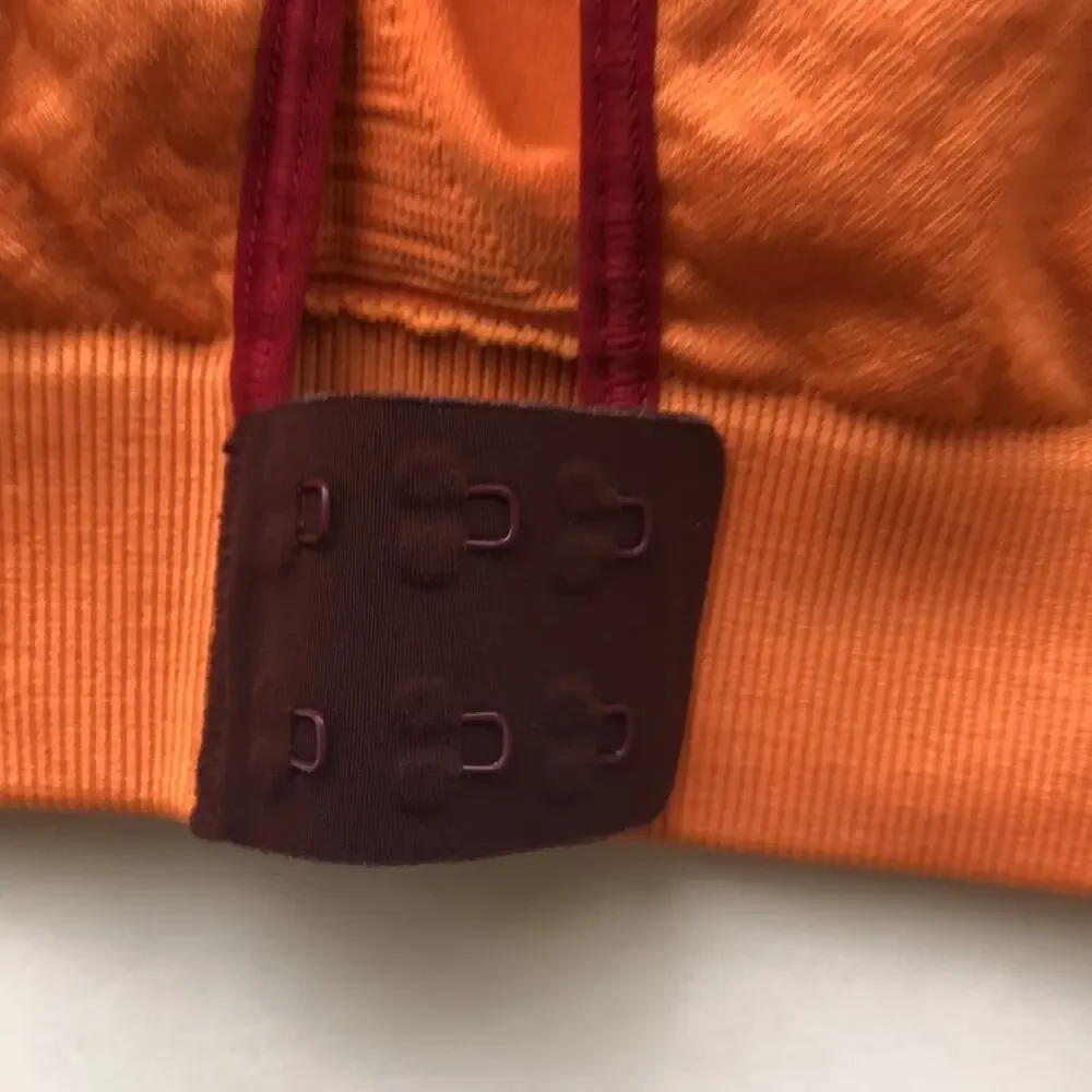 Lululemon Go Steady Orange Burgundy Trim Bra Size 4